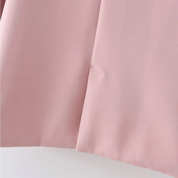 Pink fully lined Double Breasted Lapel Neck Blazer - Picture 4 of 12